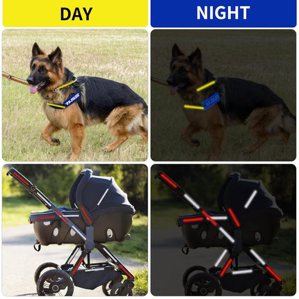 4 rolls - 1cm * 8m - Reflective tape - self-adhesive safety markings - reflective strips - reflective stickers - warning tape - for visibility - for vehicles and outdoor helmets - white, yellow, red, blue.