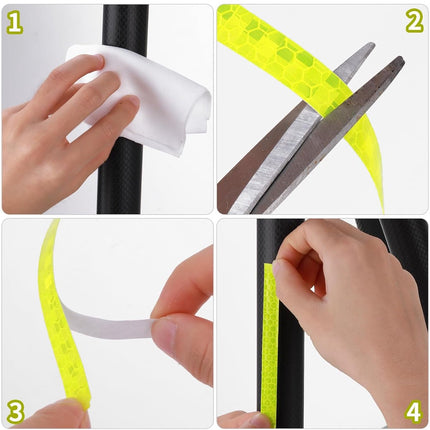 4 rolls - 1cm * 8m - Reflective tape - self-adhesive safety markings - reflective strips - reflective stickers - warning tape - for visibility - for vehicles and outdoor helmets - white, yellow, red, blue.