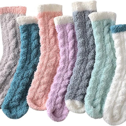 7 Pairs - Warm Winter Socks - socks - cartoon socks - Women's House Socks - Women's Fuzzy Socks - House Socks - Thick socks - Winter Warm Cozy Socks - Soft socks - keep warm - coral fleece - Size 36-40.