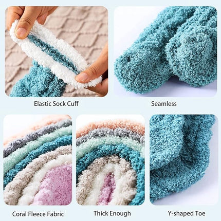 7 Pairs - Warm Winter Socks - socks - cartoon socks - Women's House Socks - Women's Fuzzy Socks - House Socks - Thick socks - Winter Warm Cozy Socks - Soft socks - keep warm - coral fleece - Size 36-40.