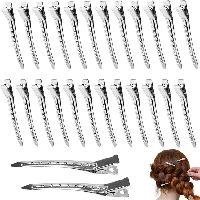 25 pieces - Hairpin - Hairpins - Hair clip - Hair Accessory - Duckbill hairpins - Hair styling clips - curlers with holes - metal hairpins - for hair styling, hair coloring - 9 cm - silver.