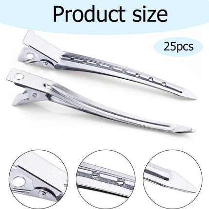 25 pieces - Hairpin - Hairpins - Hair clip - Hair Accessory - Duckbill hairpins - Hair styling clips - curlers with holes - metal hairpins - for hair styling, hair coloring - 9 cm - silver.