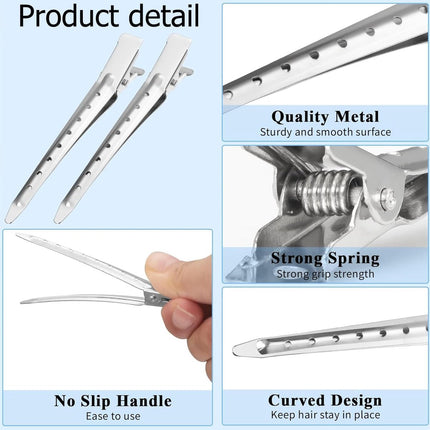 25 pieces - Hairpin - Hairpins - Hair clip - Hair Accessory - Duckbill hairpins - Hair styling clips - curlers with holes - metal hairpins - for hair styling, hair coloring - 9 cm - silver.