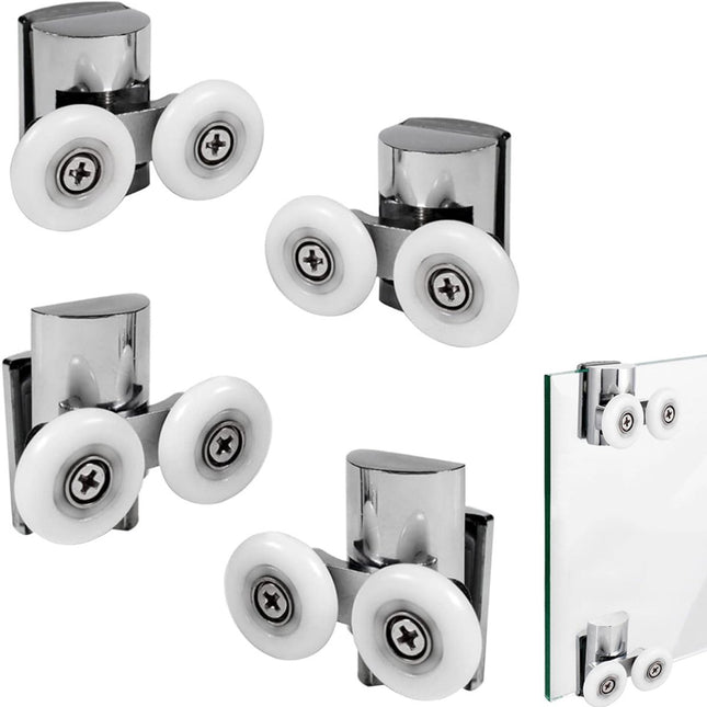 Double zinc alloy shower door roller - set of 4 - suitable for glass.