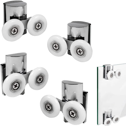 Double zinc alloy shower door roller - set of 4 - suitable for glass.