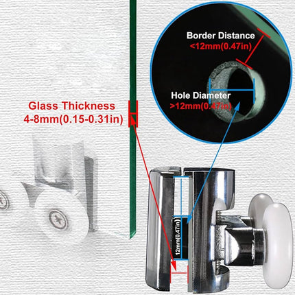 Double zinc alloy shower door roller - set of 4 - suitable for glass.