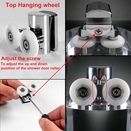 Double zinc alloy shower door roller - set of 4 - suitable for glass.
