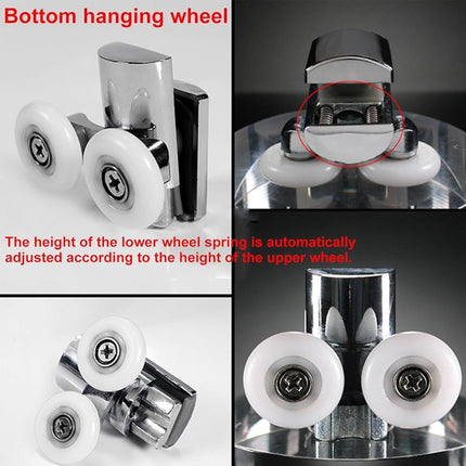 Double zinc alloy shower door roller - set of 4 - suitable for glass.