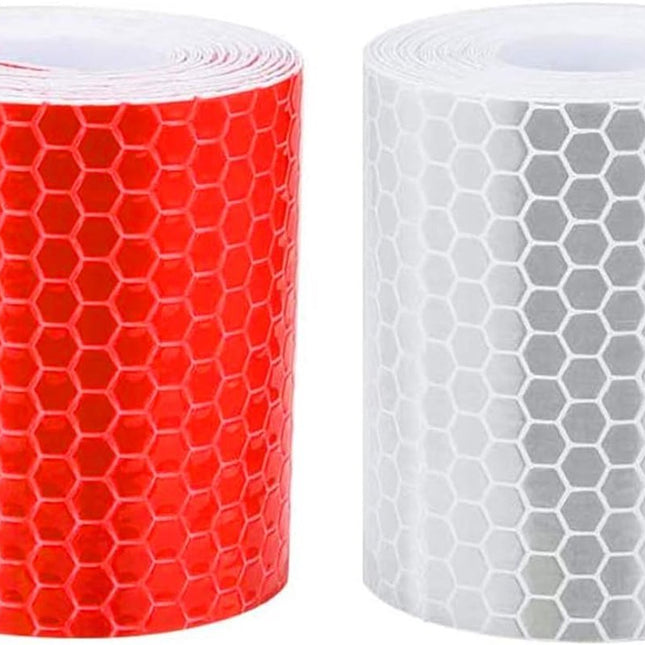 Reflective Tape - Reflection Tape - R2 rolls 5cm × 3 Meters - Self-Adhesive - Reflective Tape - Reflective Tape Self-Adhesive Sticker High Visibility - For Vehicles Cars Trailers Bicycles Helmets - White & Red.