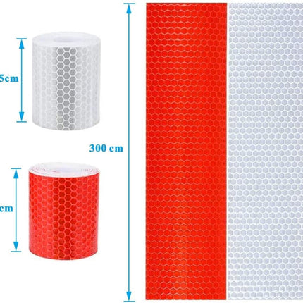 Reflective Tape - Reflection Tape - R2 rolls 5cm × 3 Meters - Self-Adhesive - Reflective Tape - Reflective Tape Self-Adhesive Sticker High Visibility - For Vehicles Cars Trailers Bicycles Helmets - White & Red.