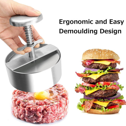 Hamburger Press - Burger Makers - with Scale Markings - 11.5*11.5*14 cm - Burger Press - Adjustable - Stainless Steel Hamburger Patty Maker - Non-Stick Burger Maker - Cookware - for Veggie, Meat, Beef, Pork, Lamb, Cheese, BBQ, Barbecue Grill.
