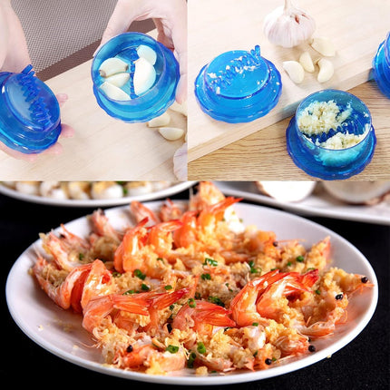 Garlic Twister - Garlic Press - Suitable for Garlic - Manual Garlic Press - Kitchen Gadget Press - Garlic Presses - Ginger Press - for chopping garlic, onions, ginger, herbs and nuts - Blue Transparent.