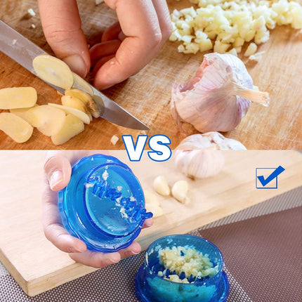 Garlic Twister - Garlic Press - Suitable for Garlic - Manual Garlic Press - Kitchen Gadget Press - Garlic Presses - Ginger Press - for chopping garlic, onions, ginger, herbs and nuts - Blue Transparent.