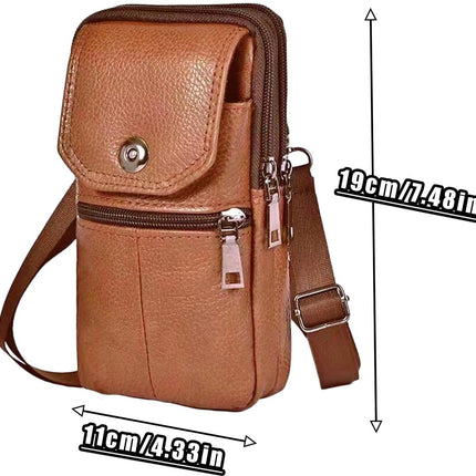 Leather Belt Bag - with Shoulder Strap - Leather Phone Waist Bag - Standing Small Belt Bag - Belt Bag - Men's Leather Shoulder Bag - Phone Holder - Vertical Phone Holder - Waist Belt - Smartphone Bag - Organizer - Waist Bag - Wallet - Shoulder Bag - Yello.