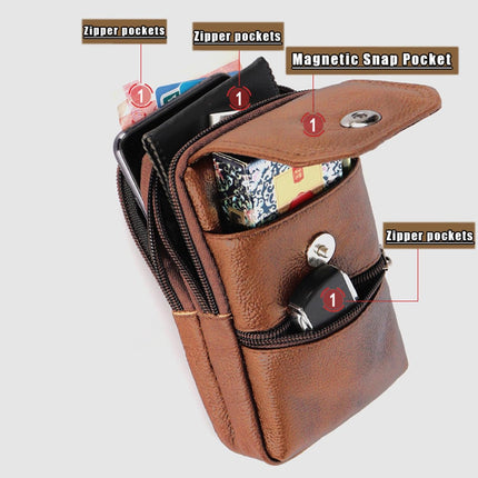 Leather Belt Bag - with Shoulder Strap - Leather Phone Waist Bag - Standing Small Belt Bag - Belt Bag - Men's Leather Shoulder Bag - Phone Holder - Vertical Phone Holder - Waist Belt - Smartphone Bag - Organizer - Waist Bag - Wallet - Shoulder Bag - Yello.