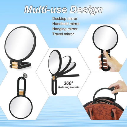 30X Magnifying Mirror - 24*14 cm - Hand Mirror with Folding Handle - Travel Magnifying Mirror with Handle - Double-Sided Magnifying Mirror - with 30x/1x Magnification - Portable Makeup Mirror - Multifunctional Hand Mirror - Black.