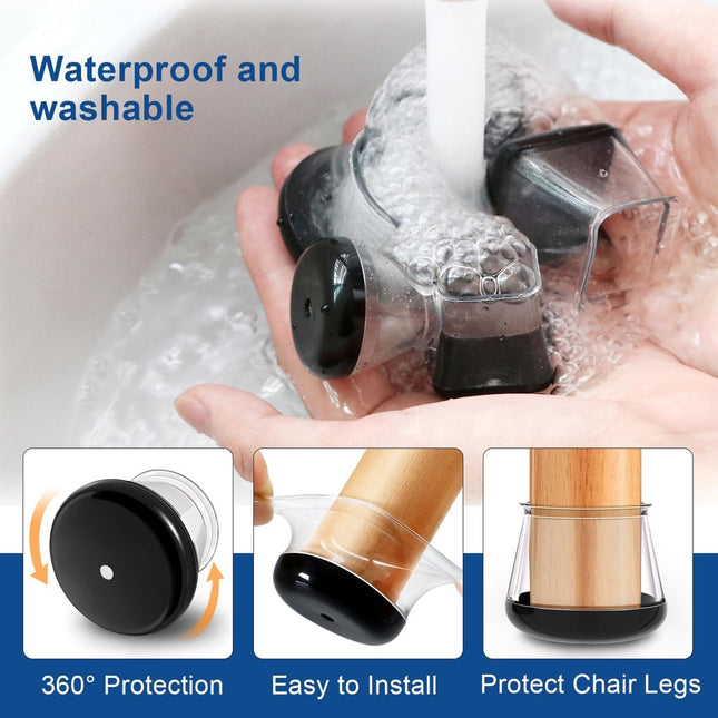 28 Pieces Chair Leg Protectors - Silicone Protective Caps - Chair Leg Protectors - Round Medium Silicone Chair Cushion - Anti-Scratch Felt - Furniture Cushions - Chair Leg Protectors - Carpet Chair Leg Cushions (fit: 20.1-30 mm) - Floor Protection - Black.