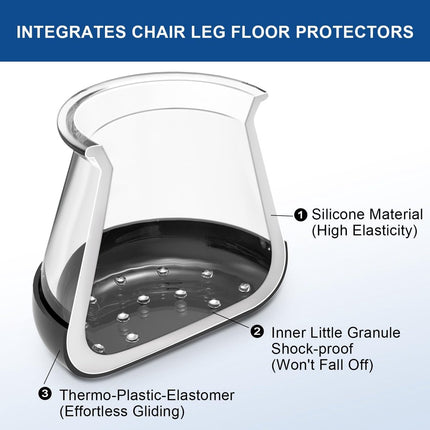 28 Pieces Chair Leg Protectors - Silicone Protective Caps - Chair Leg Protectors - Round Medium Silicone Chair Cushion - Anti-Scratch Felt - Furniture Cushions - Chair Leg Protectors - Carpet Chair Leg Cushions (fit: 20.1-30 mm) - Floor Protection - Black.