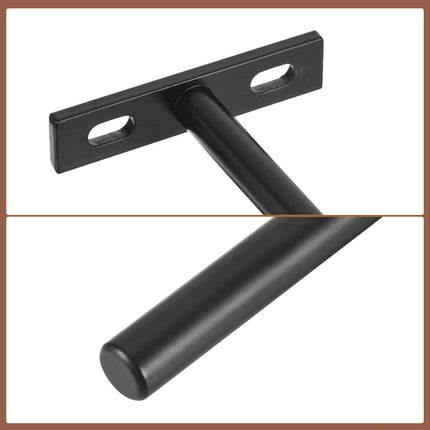 4 pieces - concealed floating shelf brackets - 3 inch - silver - shelves - floating shelf support brackets - steel - wall mounting - screws and plugs included - T-brackets for shelves - for floating wooden shelves - black - 76 mm.
