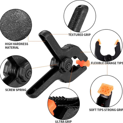 20 Pieces Tarpaulin Clamps - Spring Clamps - 2 inch Clamps - Clamp for Woodworking and Photo Studio - Market Clamp - Extra Strong - Tarpaulin Clamps - Black Hobby Glue Clamps - Plastic - Market Stall/Tarpaulin/DIY.