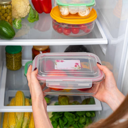 Self-adhesive jam labels - 500 pieces - 3x5 cm - easy-to-remove adhesive food labels - with floral pattern - for refrigerator, kitchen containers, and bottles.