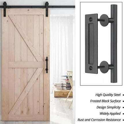 30 cm - Sliding Door Handle - Door Knob - Garage Handle - Sliding Door Knob Set - Barn Door Handles - Heavy Duty - With Screws - For Garage Door Cabinet - Black.