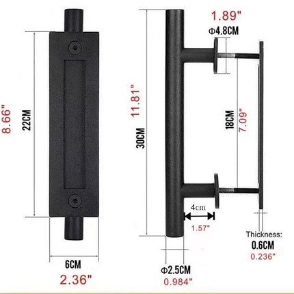30 cm - Sliding Door Handle - Door Knob - Garage Handle - Sliding Door Knob Set - Barn Door Handles - Heavy Duty - With Screws - For Garage Door Cabinet - Black.