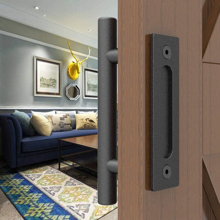 30 cm - Sliding Door Handle - Door Knob - Garage Handle - Sliding Door Knob Set - Barn Door Handles - Heavy Duty - With Screws - For Garage Door Cabinet - Black.