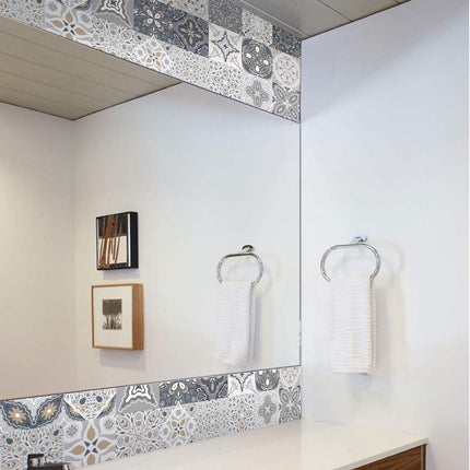 24 Pieces PVC Mosaic Tile Sticker - 10x10 cm - Adhesive Tiles - Moroccan Wall Tile - Waterproof Wallpaper - Decorative Film Furniture Film - Self-Adhesive Tiles - for Kitchen, Cabinet, Furniture, Table - Decorative Sticker Tiles - Adhesive Film Tile Stick.