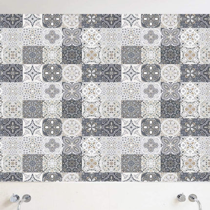 24 Pieces PVC Mosaic Tile Sticker - 10x10 cm - Adhesive Tiles - Moroccan Wall Tile - Waterproof Wallpaper - Decorative Film Furniture Film - Self-Adhesive Tiles - for Kitchen, Cabinet, Furniture, Table - Decorative Sticker Tiles - Adhesive Film Tile Stick.