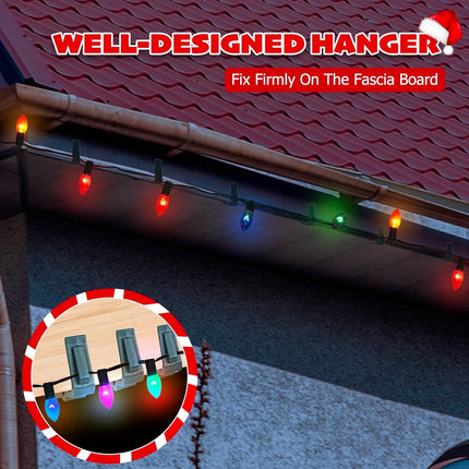 30 pieces - Christmas lighting clips - Light clips - Plastic clips - Lighting hooks - Party lighting clamps - festive string lights clips - hooks - for party decoration, gutter, fencing, roof edge - 49*42*13.7 mm - green.