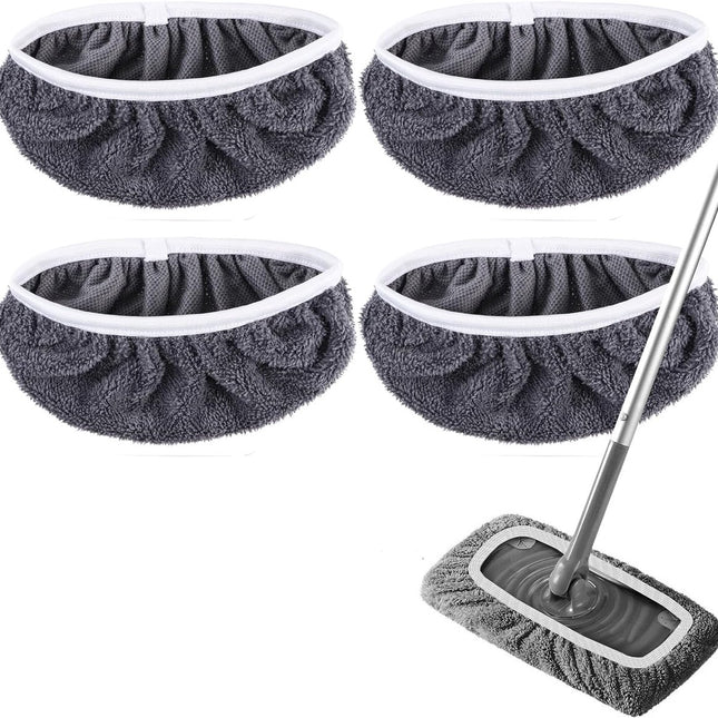4 Pack Reusable Microfiber Cloths - Suitable for Efficient Sweeping Cleaning - Suitable for Swiffer Sweeper - Wet & Dry Cleaning Cloths - Mop Head Replacement - Washable Refills - for Household Floors - 25 x 11.5 cm - Grey.