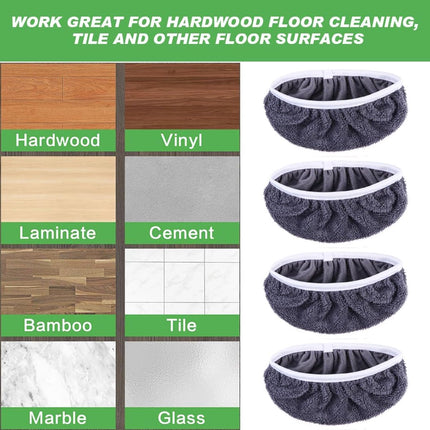 4 Pack Reusable Microfiber Cloths - Suitable for Efficient Sweeping Cleaning - Suitable for Swiffer Sweeper - Wet & Dry Cleaning Cloths - Mop Head Replacement - Washable Refills - for Household Floors - 25 x 11.5 cm - Grey.