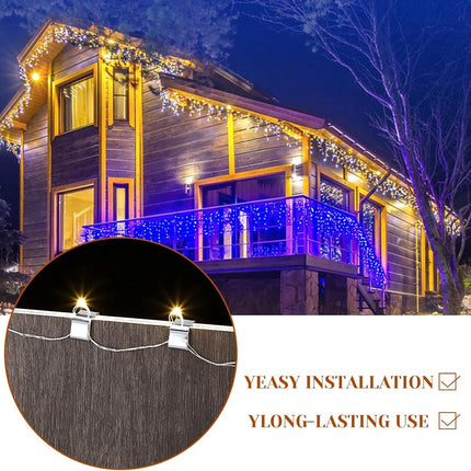 50 pieces - Christmas Lighting Gutter Hooks - Light Hose Clamps - Christmas Lighting Clips - Weatherproof Metal Gutter Clamp - Festive Lighting Clamps - Cable Clips - Christmas Decoration Hooks - for Christmas and Halloween Seasonal Cord - Silver - 20*14.