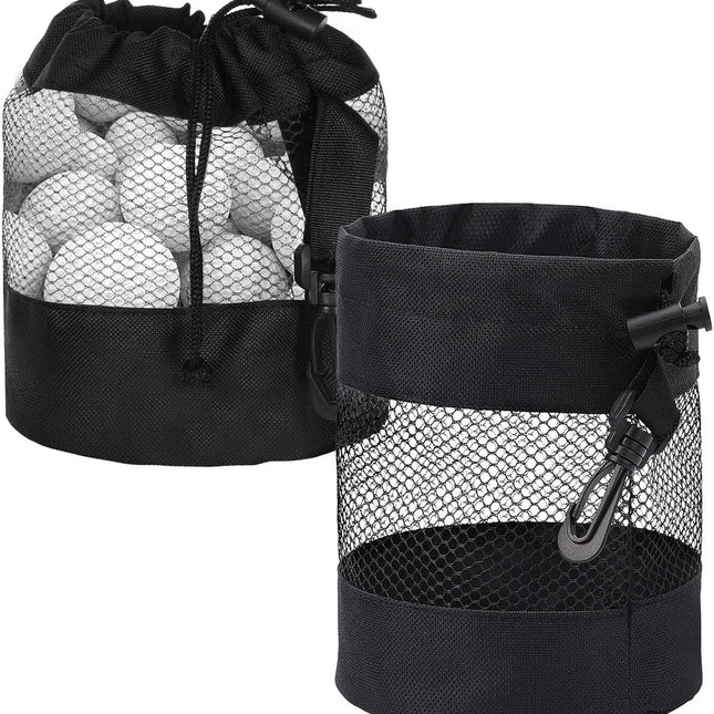 pieces - 14*14*16.5 cm - golf ball storage bag - golf bag - nylon mesh ball bag - with drawstring - golf ball sack - golf storage - mesh bags for golf accessories - black.