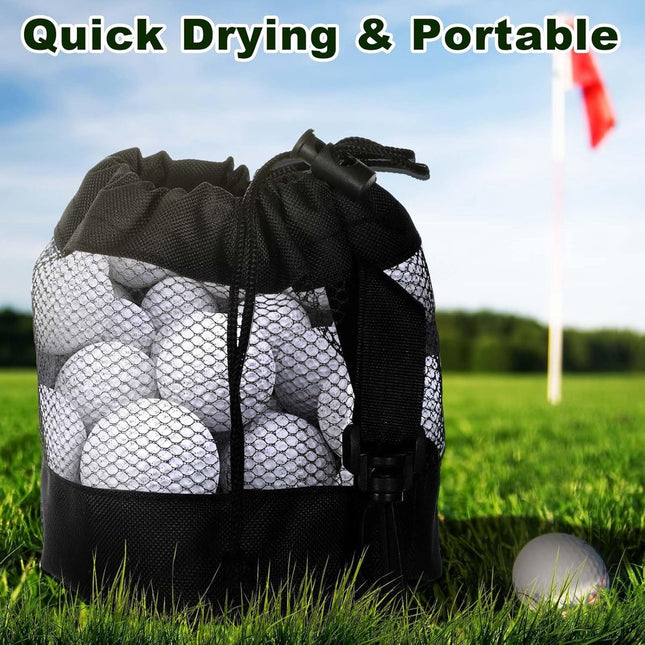 pieces - 14*14*16.5 cm - golf ball storage bag - golf bag - nylon mesh ball bag - with drawstring - golf ball sack - golf storage - mesh bags for golf accessories - black.