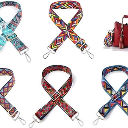 Bag Strap - 4-Piece Shoulder Strap - Adjustable Bag Strap - Bagstrap - Bag Strap - Colorful Ethnic Style Strap - shoulder strap for bag - Shoulder Strap - bag strap bag strap - Front Shoulder Strap Handbag Canvas Bags DIY Accessories Unisex.