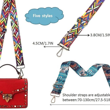 Bag Strap - 4-Piece Shoulder Strap - Adjustable Bag Strap - Bagstrap - Bag Strap - Colorful Ethnic Style Strap - shoulder strap for bag - Shoulder Strap - bag strap bag strap - Front Shoulder Strap Handbag Canvas Bags DIY Accessories Unisex.