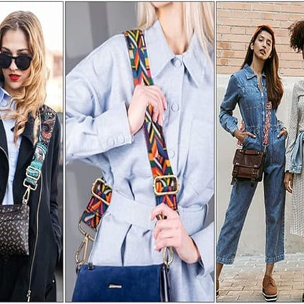 Bag Strap - 4-Piece Shoulder Strap - Adjustable Bag Strap - Bagstrap - Bag Strap - Colorful Ethnic Style Strap - shoulder strap for bag - Shoulder Strap - bag strap bag strap - Front Shoulder Strap Handbag Canvas Bags DIY Accessories Unisex.