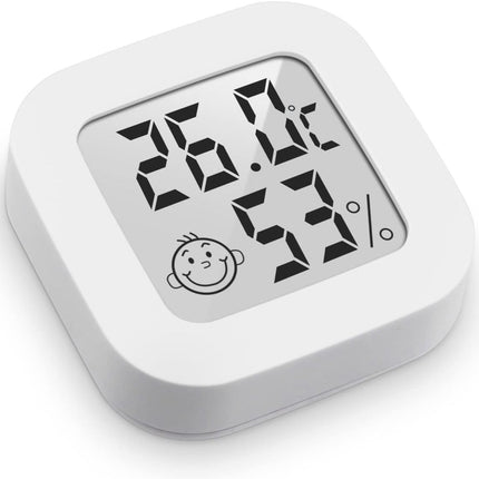 Mini digital indoor thermometer - Weather station - Thermometer - Highly accurate temperature monitor - Indoor thermometer - Hygrometer - Thermo-hygrometer - Comfort level indicator - White.