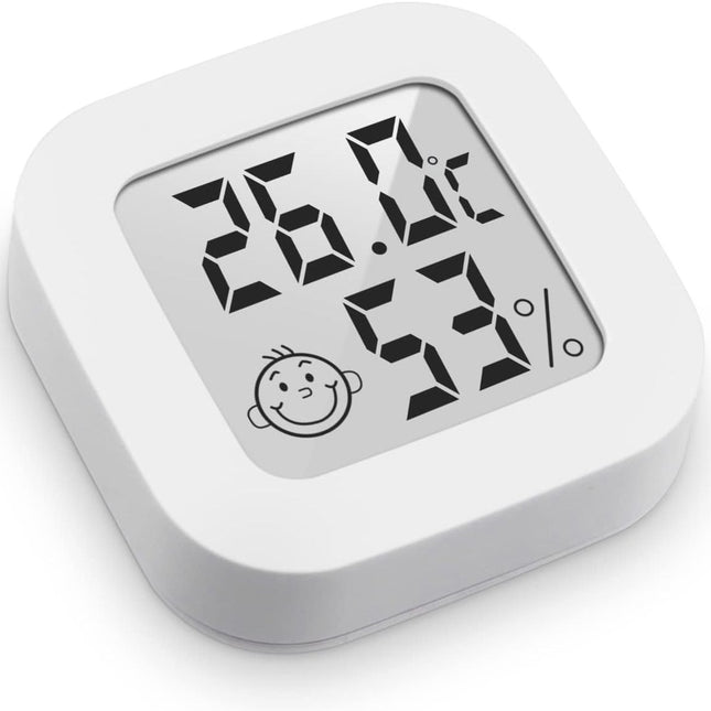 Mini digital indoor thermometer - Weather station - Thermometer - Highly accurate temperature monitor - Indoor thermometer - Hygrometer - Thermo-hygrometer - Comfort level indicator - White.