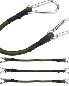 pieces - Elastic cord - with carabiner - 30 cm - Elastic luggage rope - Elastic bands - Luggage straps - Tie-down straps - Expander rope - Bungee cords - Carabiner elastic rope - for camping, sailing, tents, luggage, cars - green.