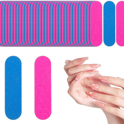 100 pieces - Sanding strips - Nail file - Mini wood file - Shaping nails - nail sanding strips - mini nail file - nail file set - mini nail files - manicure instruments - manicure - for home and salon use - 180/240 grit - 5*1.3 cm - pink, blue.