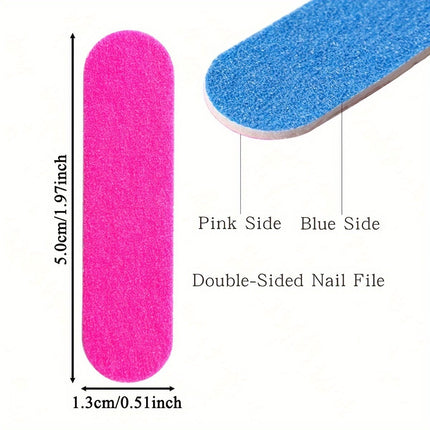 100 pieces - Sanding strips - Nail file - Mini wood file - Shaping nails - nail sanding strips - mini nail file - nail file set - mini nail files - manicure instruments - manicure - for home and salon use - 180/240 grit - 5*1.3 cm - pink, blue.