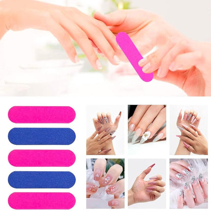 100 pieces - Sanding strips - Nail file - Mini wood file - Shaping nails - nail sanding strips - mini nail file - nail file set - mini nail files - manicure instruments - manicure - for home and salon use - 180/240 grit - 5*1.3 cm - pink, blue.