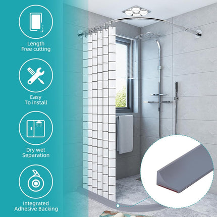 200*2*1.2 cm - Water-repellent strip - shower threshold - bendable waterproof strip - shower seal - kitchen accessories - bathroom accessories - for glass walls, shower floors, kitchen countertops - grey.