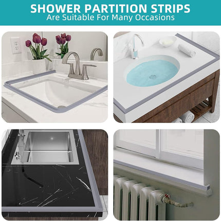 200*2*1.2 cm - Water-repellent strip - shower threshold - bendable waterproof strip - shower seal - kitchen accessories - bathroom accessories - for glass walls, shower floors, kitchen countertops - grey.