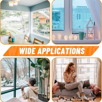Window Film - Thermal Insulation for Windows - Window Film Insulation Sealing Set - Winter Window Insulation Set - Window Insulation Film - Winter Insulation Window Covering Set - Self-Adhesive - with Velcro - for windows and skylights - transparent - 120.