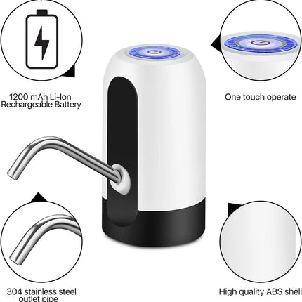 Electric water pump - Portable water pump - Water pump - Water bottle dispenser - detachable electric pump - for desk, countertop, kitchen and office - white - 7.2*7.2*12.5 cm.