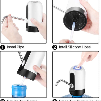 Electric water pump - Portable water pump - Water pump - Water bottle dispenser - detachable electric pump - for desk, countertop, kitchen and office - white - 7.2*7.2*12.5 cm.